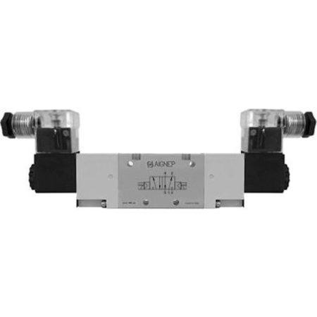 ALPHA TECHNOLOGIES Aignep USA 5/2 Double Solenoid Valve, Ext Pilot G 1/8, 24V DC/3W Coil, LED Connection 01VA1500020202